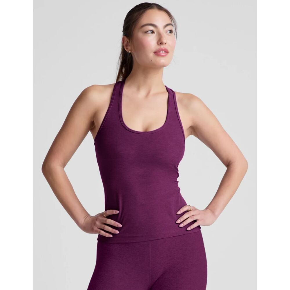 Beyond Yoga Step Up Racerback Tank in Aubergine-Beet Size Medium